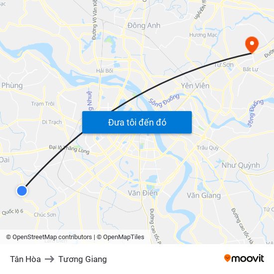 Tân Hòa to Tương Giang map