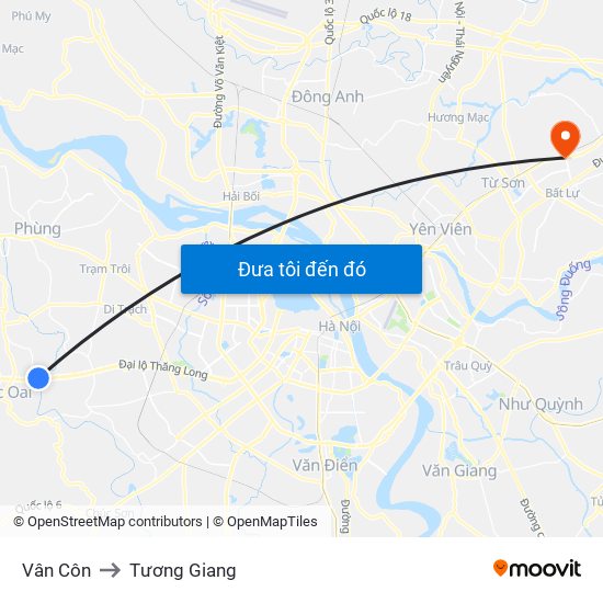 Vân Côn to Tương Giang map