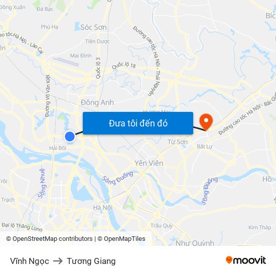 Vĩnh Ngọc to Tương Giang map