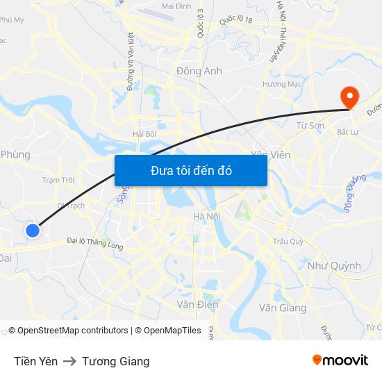 Tiền Yên to Tương Giang map