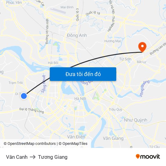 Vân Canh to Tương Giang map