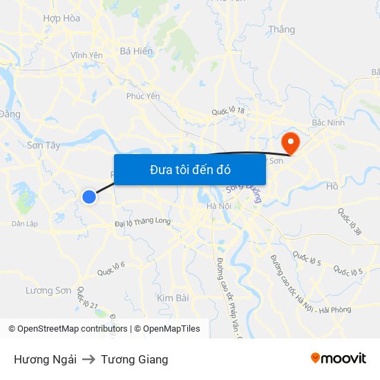 Hương Ngải to Tương Giang map