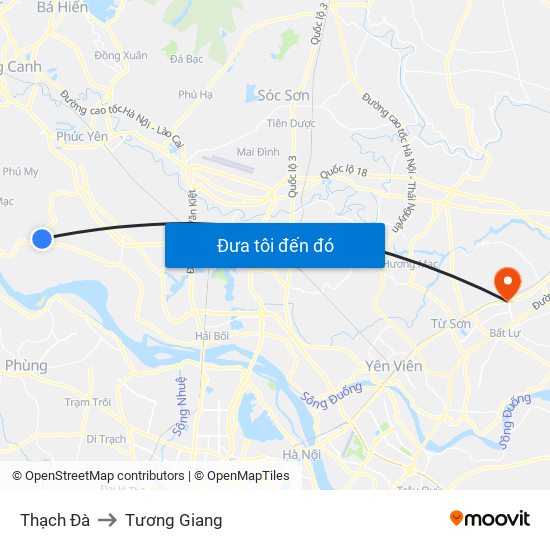 Thạch Đà to Tương Giang map