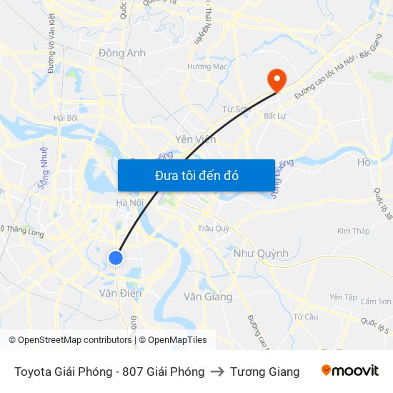 Toyota Giải Phóng - 807 Giải Phóng to Tương Giang map