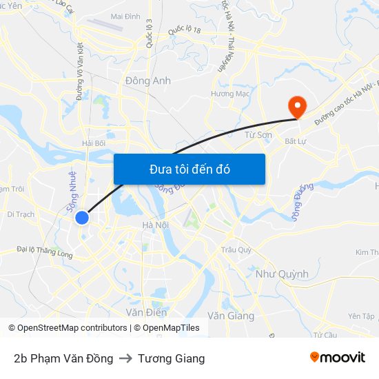 2b Phạm Văn Đồng to Tương Giang map