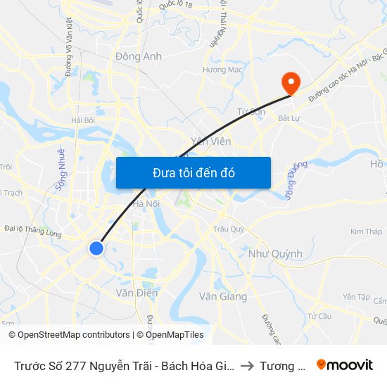 Trước Số 277 Nguyễn Trãi - Bách Hóa Giày Thượng Đình to Tương Giang map