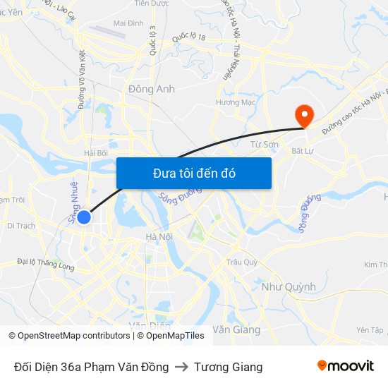 Đối Diện 36a Phạm Văn Đồng to Tương Giang map