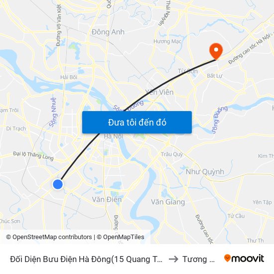 Đối Diện Bưu Điện Hà Đông(15 Quang Trung Hà Đông) to Tương Giang map