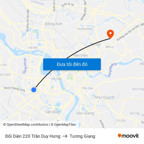 Đối Diện 220 Trần Duy Hưng to Tương Giang map