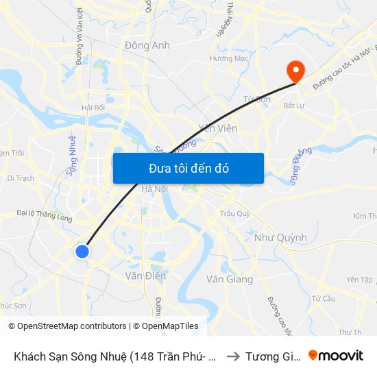 Khách Sạn Sông Nhuệ (148 Trần Phú- Hà Đông) to Tương Giang map