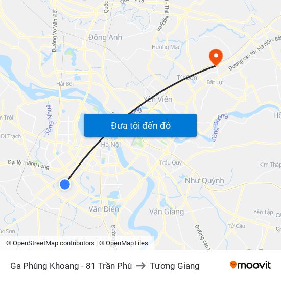 Ga Phùng Khoang - 81 Trần Phú to Tương Giang map