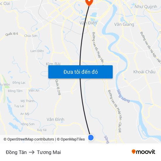 Đồng Tân to Tương Mai map