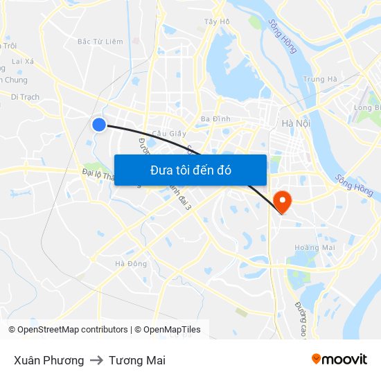 Xuân Phương to Tương Mai map