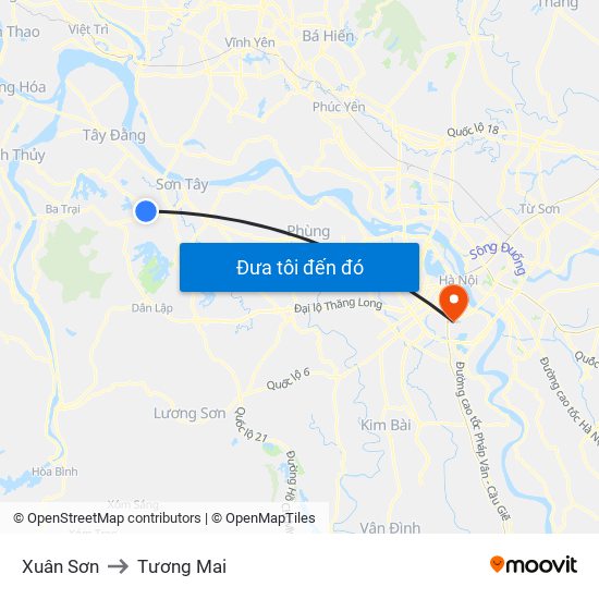 Xuân Sơn to Tương Mai map