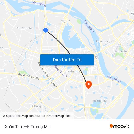 Xuân Tảo to Tương Mai map