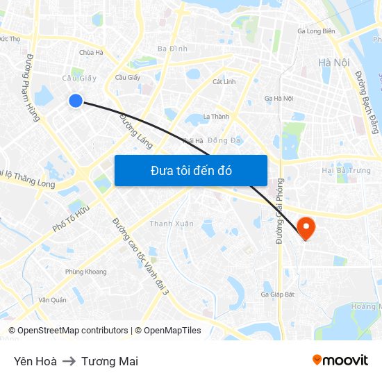 Yên Hoà to Tương Mai map