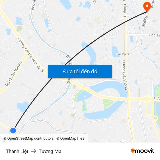 Thanh Liệt to Tương Mai map