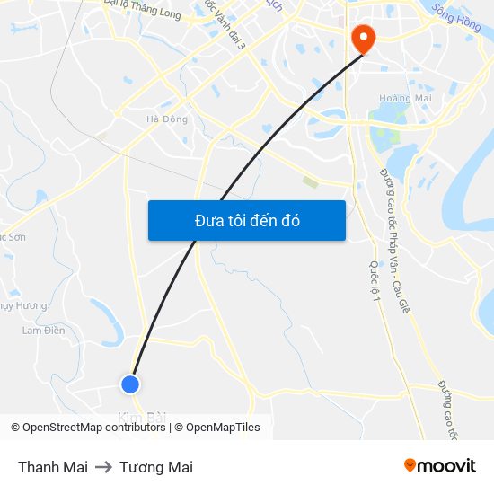 Thanh Mai to Tương Mai map