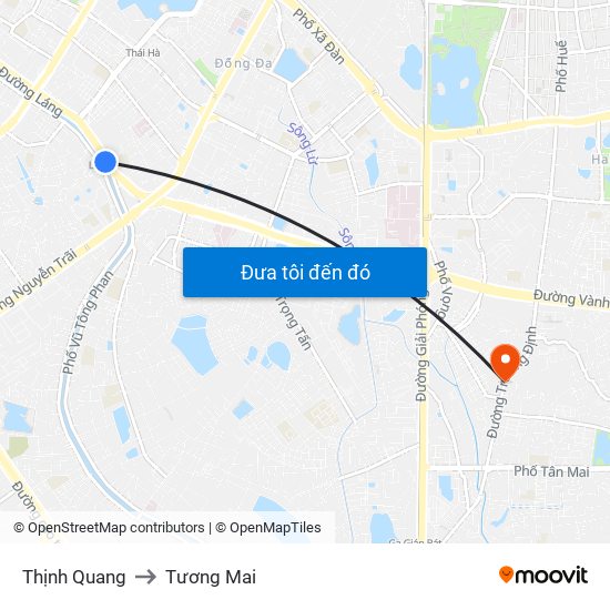 Thịnh Quang to Tương Mai map