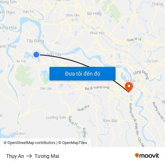 Thụy An to Tương Mai map