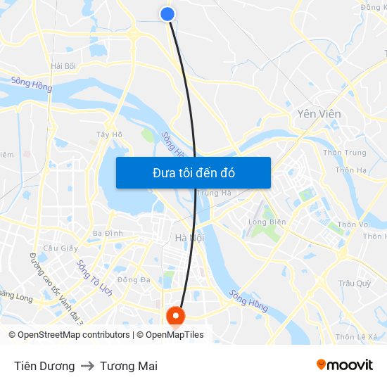 Tiên Dương to Tương Mai map