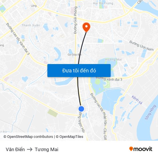 Văn Điển to Tương Mai map