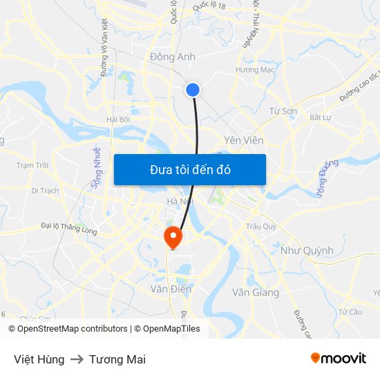 Việt Hùng to Tương Mai map