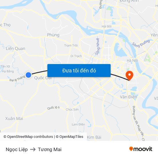 Ngọc Liệp to Tương Mai map