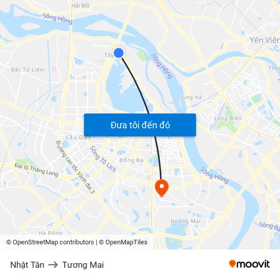 Nhật Tân to Tương Mai map