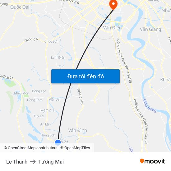 Lê Thanh to Tương Mai map