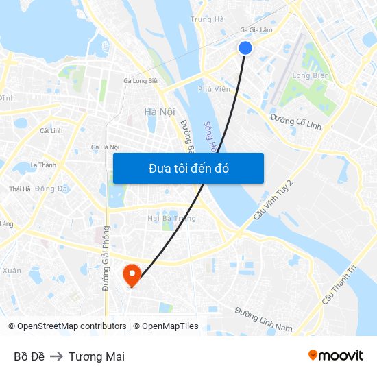 Bồ Đề to Tương Mai map