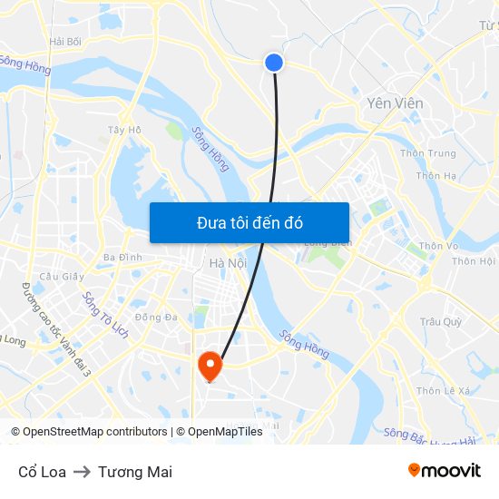 Cổ Loa to Tương Mai map