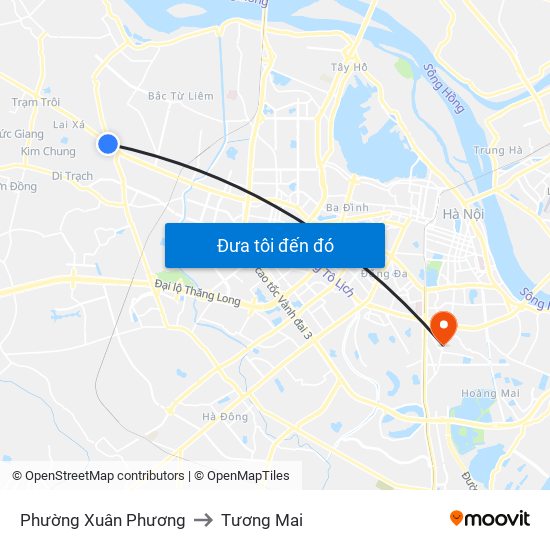 Phường Xuân Phương to Tương Mai map