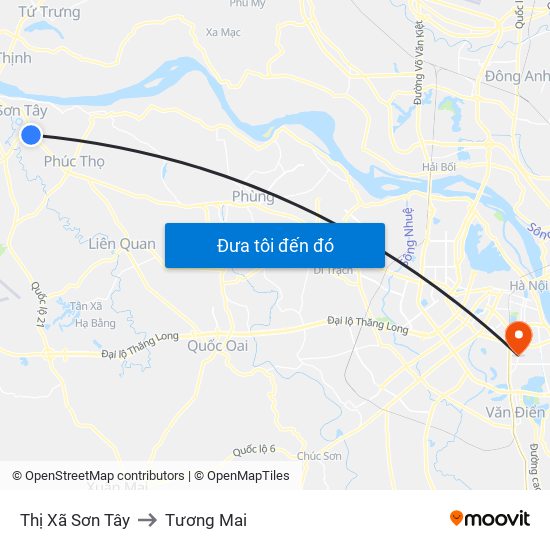 Thị Xã Sơn Tây to Tương Mai map