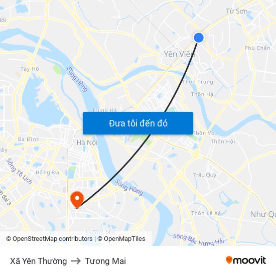 Xã Yên Thường to Tương Mai map