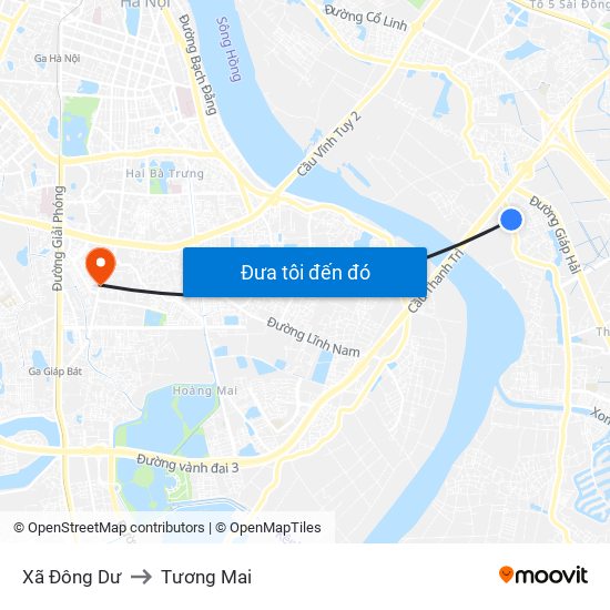 Xã Đông Dư to Tương Mai map