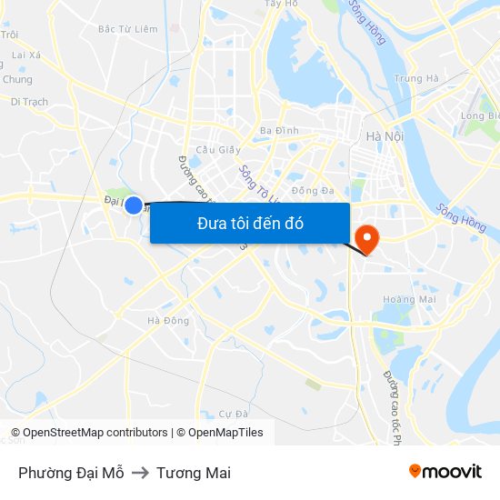 Phường Đại Mỗ to Tương Mai map