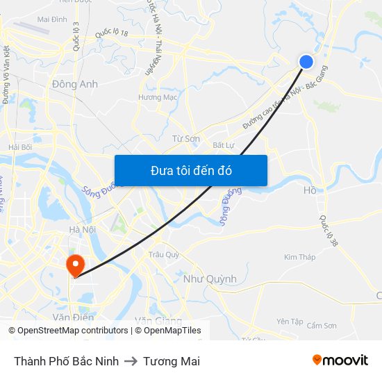 Thành Phố Bắc Ninh to Tương Mai map