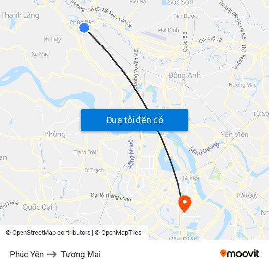 Phúc Yên to Tương Mai map