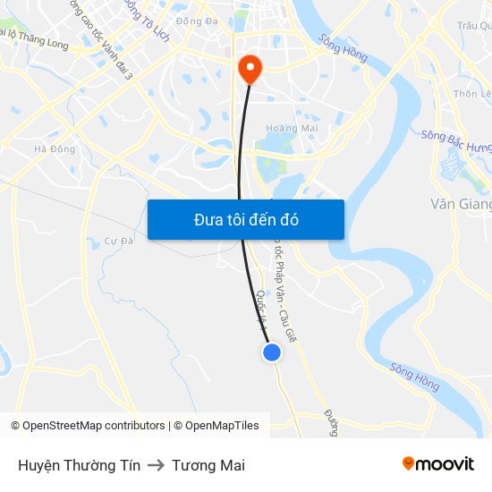 Huyện Thường Tín to Tương Mai map