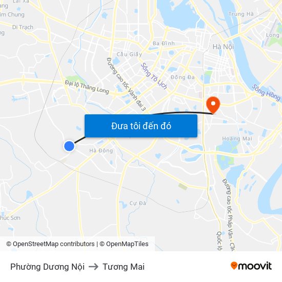 Phường Dương Nội to Tương Mai map