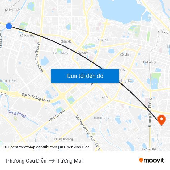 Phường Cầu Diễn to Tương Mai map