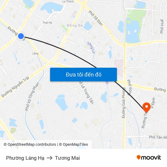 Phường Láng Hạ to Tương Mai map