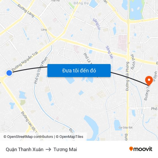 Quận Thanh Xuân to Tương Mai map