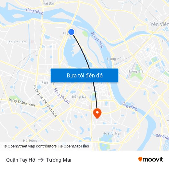 Quận Tây Hồ to Tương Mai map