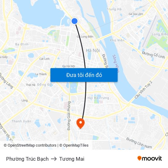 Phường Trúc Bạch to Tương Mai map