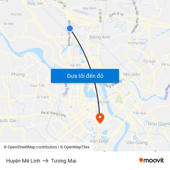Huyện Mê Linh to Tương Mai map