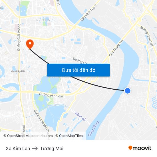 Xã Kim Lan to Tương Mai map