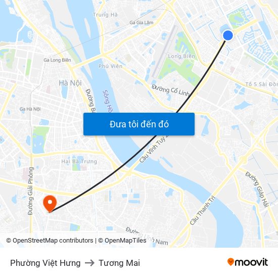 Phường Việt Hưng to Tương Mai map