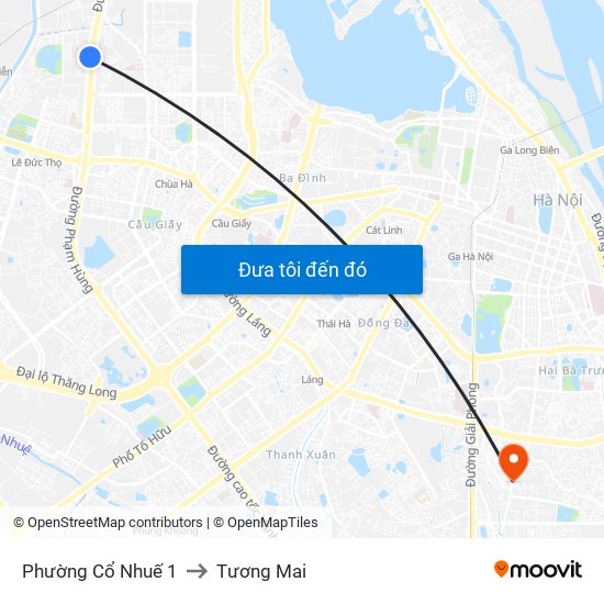 Phường Cổ Nhuế 1 to Tương Mai map